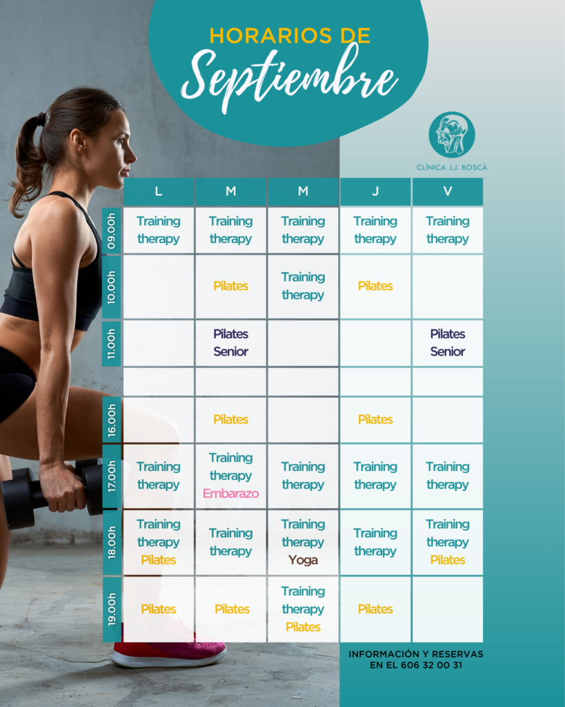 Horario septiembre clases ejercicio Tavernes de la Valldigna